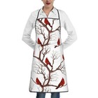 Women Men Bib Aprons Kitchen Chef Cooking Apron For Grilling Bbq Birds Cardinal