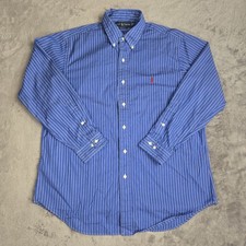 Ralph Lauren Polo Men Classic Fit Button Down Blue Stripe Dress Shirt 16.5 32/33
