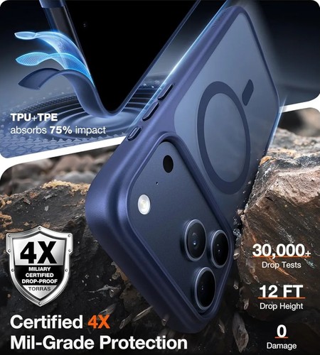 TORRAS Stronger Magnetic & Shockproof for iPhone 17 Pro Max Case Fit for MagSafe - Picture 4 of 8