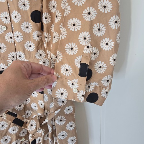 Talbots Floral Dot Poplin Shirtdress Collar Button Front Pockets Belt Size 12P - Picture 8 of 9
