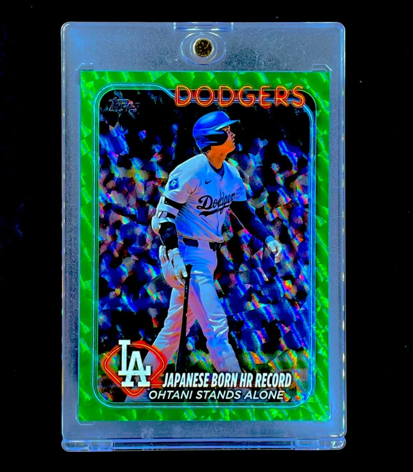 SHOHEI OHTANI ЗЕЛЕНЫЙ ТРЕСНУВШИЙ ЛЕД РЕДКИЙ РЕФРАКТОР /499 DODGERS Униформа Голографическая - Изображение 2 из 4