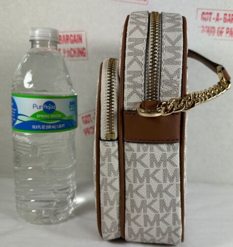 Michael Kors Jet Set Travel MK Logo PVC Leather Medium Flight Crossbody Bag - Picture 13 of 61