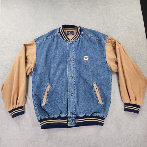 Chaqueta De Colección Holloway Texaco Para Hombres XL Azul Beige Denim Universitario Hecha en EE. UU. - Imagen 1 de 21