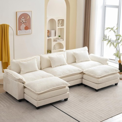 3 Seater Sofa U Shaped Sectional Sofa Couch with 2 Chaise for Living Room Home - Picture 17 of 32