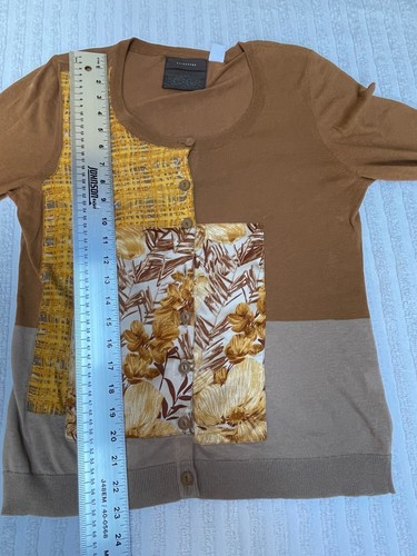 Anthropologie Guinevere Charmeuse Patchwork Buttons Cardigan Sweater Medium - Picture 9 of 10