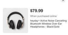 Heyday BTH-10 Wireless Bluetooth Over-Ear Headphones Black w/ Brushed Nickel