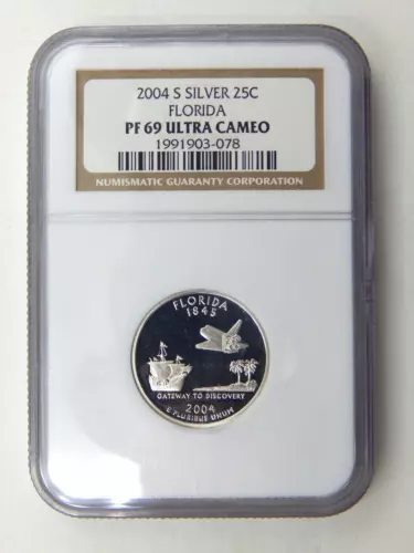 2004 S Proof Florida Silver State Quarter NGC Graded PF 69 Ultra Cameo (558)