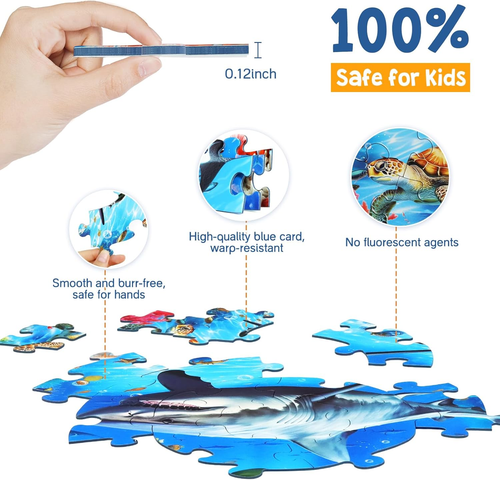 Underwater Ocean Floor Puzzle for Kids Ages 4-6, Shark Toys for Boys Girls, 70 P - Picture 5 of 12