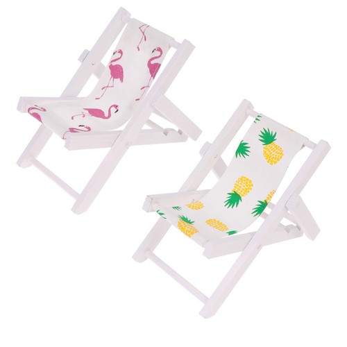 2Pcs Mobile Phone Holder Nautical Party Favors Mini Wooden Beach Chair Ornament  - Picture 1 of 12