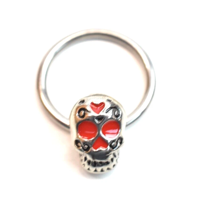 一对 14G 糖骷髅死亡日乳头环环耳环耳规 — 第 3/3 张图片