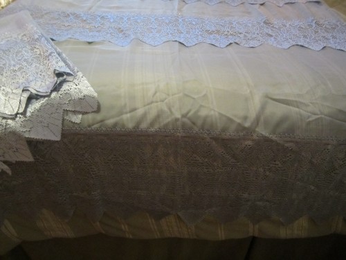 Vintage? 2er Set schimmernd blau gewellte transparente Spitze Vorhang Paneele 52” x 64” lang - Bild 8 von 20