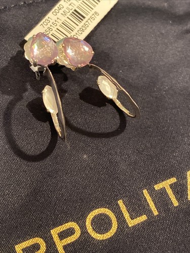 Ippolita PRISMA  2 Stone Double Side Amethyst Mother of Pearl Hoop Earrings RARE - Picture 3 of 11