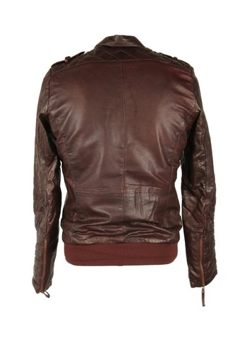 Echt Leder Jacke Herren Bomber Biker Racer Braun Brandneu S, M, L, XL Bareskin - Bild 7 von 10