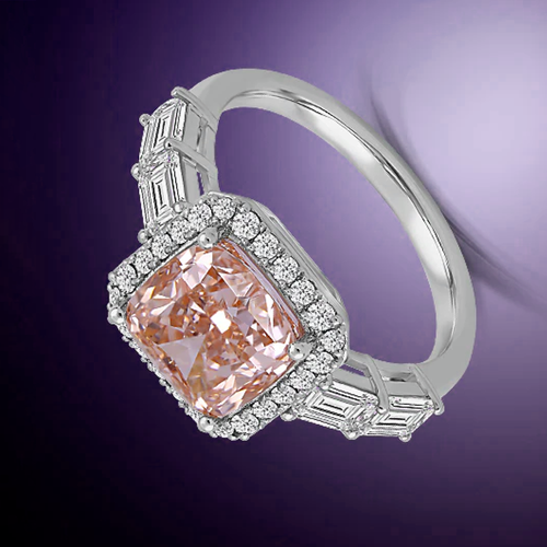 IGI GIA Certified 950 Platinum 4.25 CT Cushion Lab Grown Diamond Wedding Ring - Picture 3 of 14