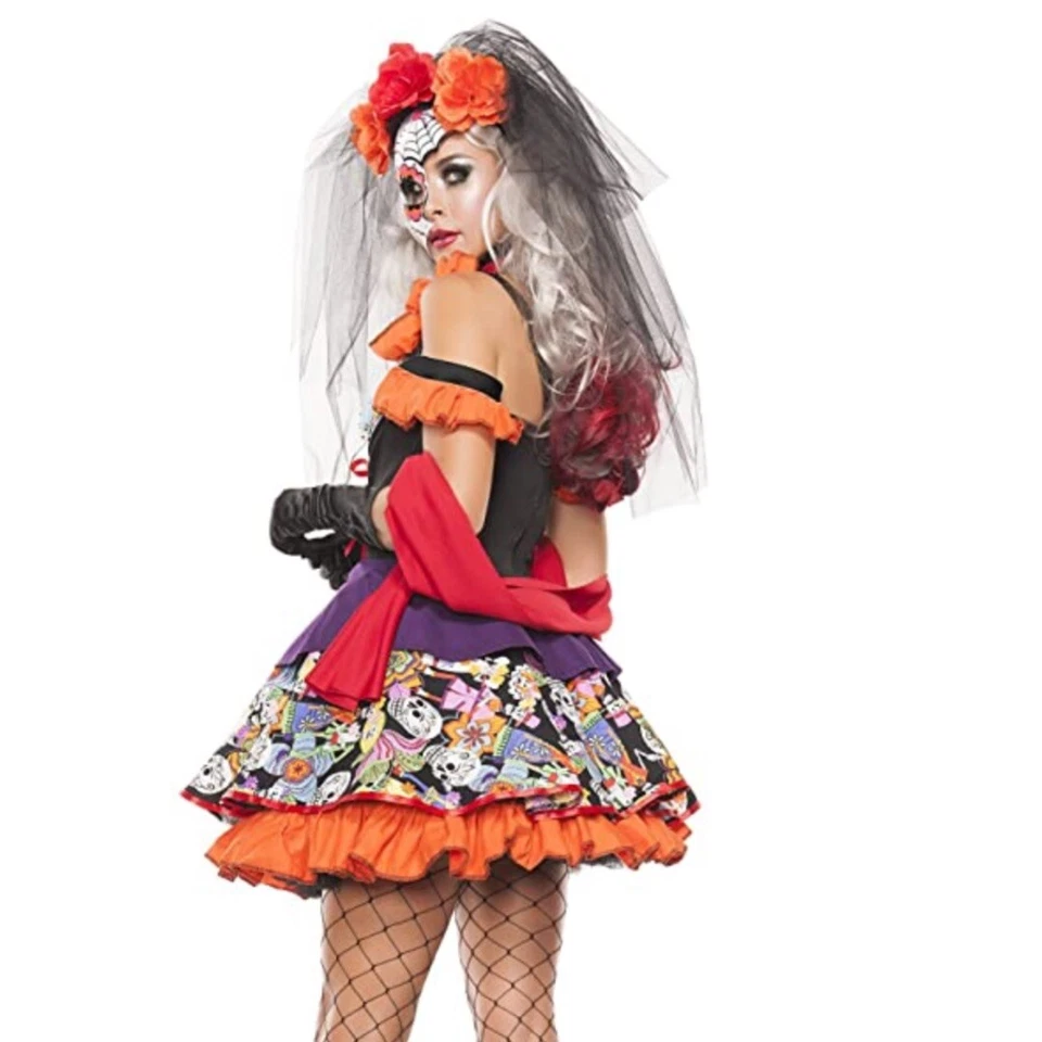 Día de Muertos Día de los Muertos Adulto Disfraz Completo para Halloween Foto 2 de 4