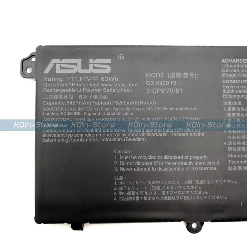 Genuine C31N2019 C31N2019-1 OEM Battery for Asus K3400PA M3401QC M3500QC M7400QE - Picture 6 of 7