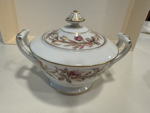 Vintage Cynthia Sango China Sugar Soup Bowl Occupied Japan Floral Golden Trim - Picture 5 of 12