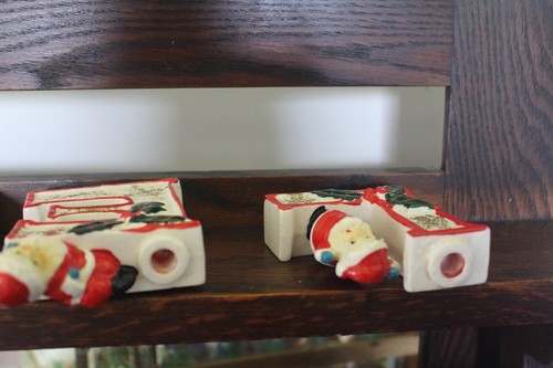 Vintage Christmas NOEL Candle Holder Letters JAPAN Santa w/ Blue Gloves Org. Box - Picture 12 of 22