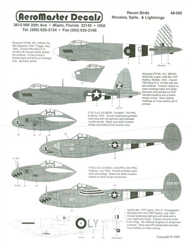 AEROMASTER 48-082 - RECON BIRDS - 1/48 DECAL - Foto 3 di 4