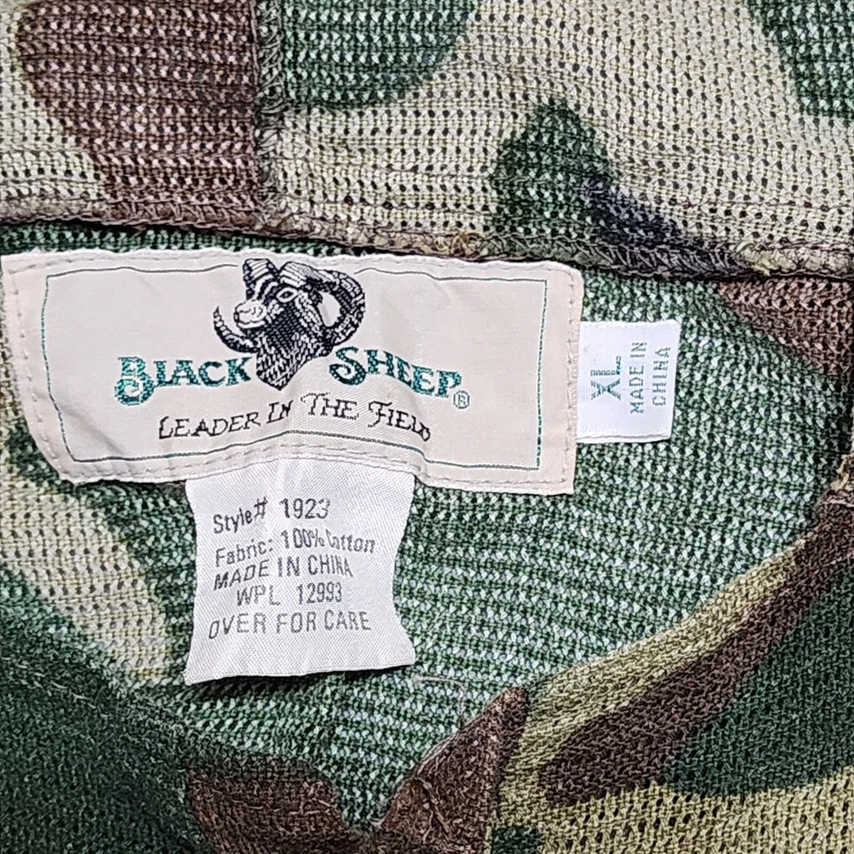 BLACK SHEEP Brand Mesh Shirt XL Camo Hunting Hooded Cover Button Up Drawstring - Image 3 of 4