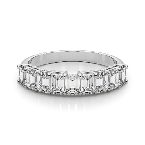Eternity Band 1 Carat Certified Lab Grown 14k White Gold Emerald Cut Diamond - Picture 4 of 7