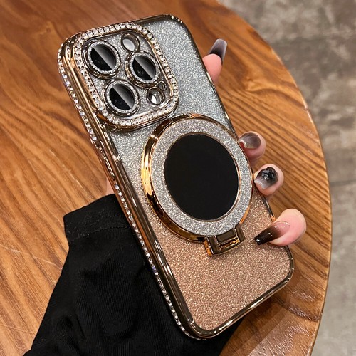 For iPhone 16 Pro Max 15 14 13 12 11 Girl's Diamond Bling Mag Safe Mirror Case - Picture 17 of 17