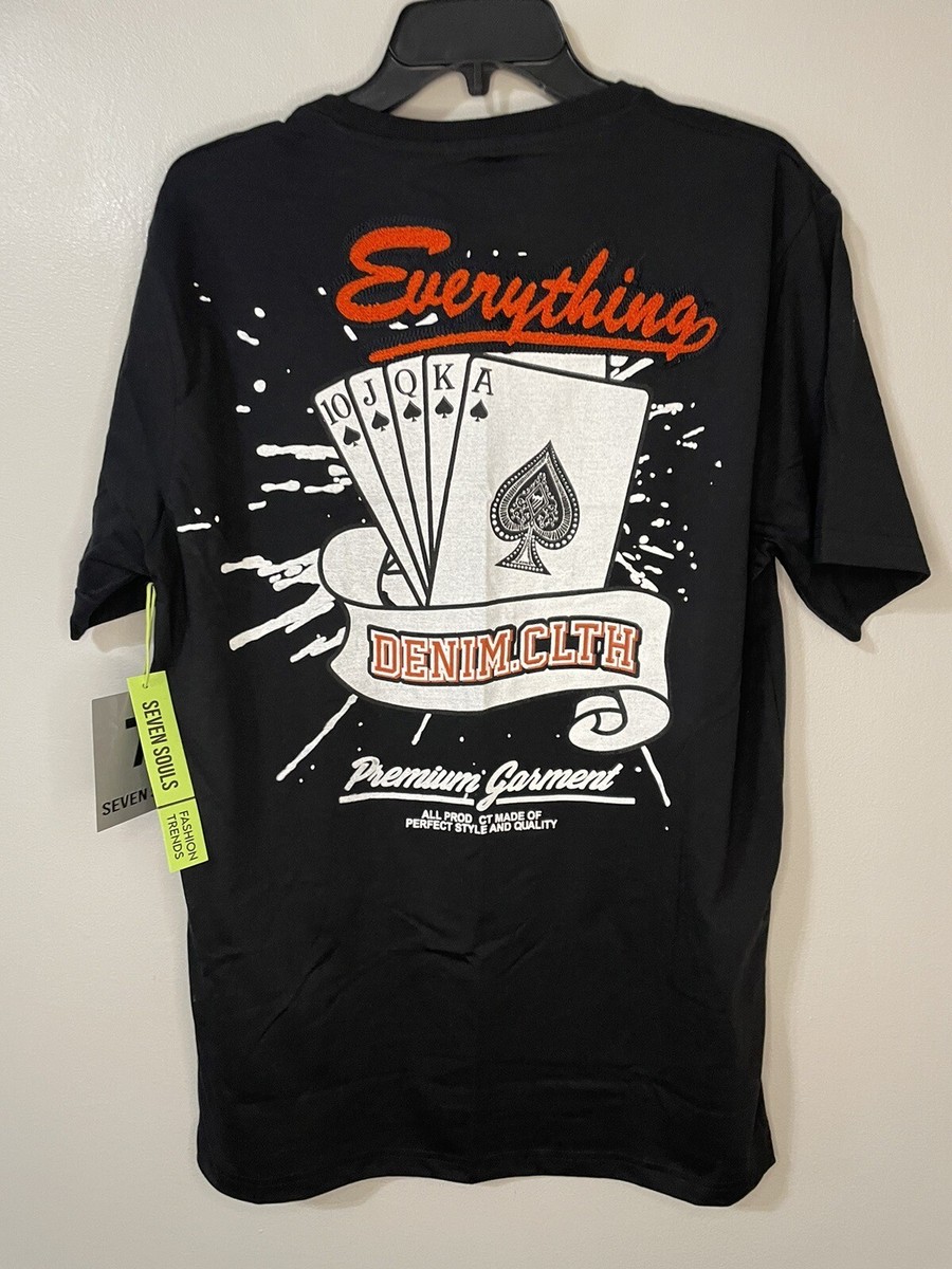 Seven Souls T Shirt Men's L/XL Black Raised Embroidered Logo