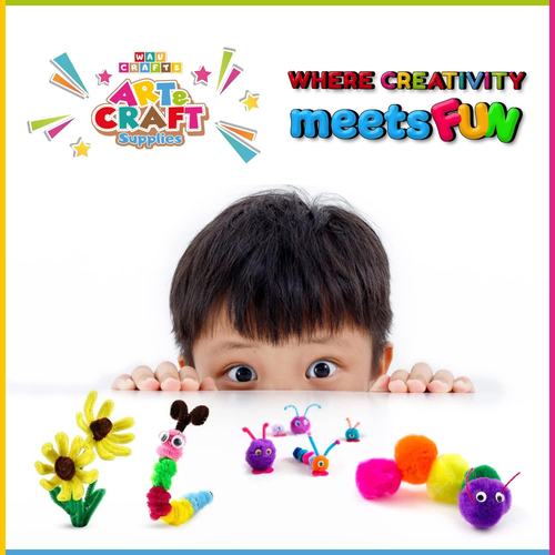 WAU Craft Pom Pom Balls - 100Pcs 1.5 Inch Multicolored Large Pompoms for Crafts - Picture 4 of 12