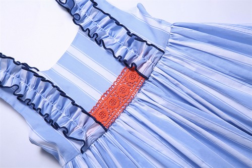 Girls Clothes Age 2-12 for Spring Summer with Embroidery Striped Spanish Dress - Picture 8 of 12
