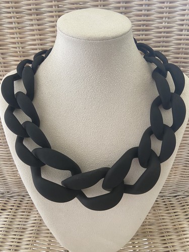 Statementkette Exklusive Damenkette Modeschmuck Halskette Gliederkette Schwarz - Bild 11 von 12