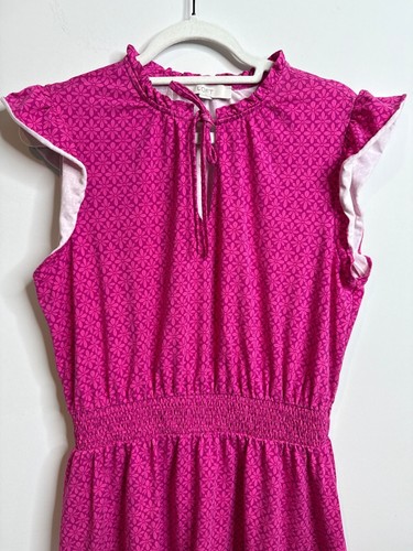 Loft Dress Womens Floral Cottagecore Romantic Feminine Size M Pink Ruffles Daisy - Picture 2 of 12