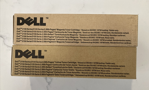 Nuovo~ Set di 2 cartucce toner originali Dell serie 2150 / 2155 magenta e giallo - Foto 3 di 6