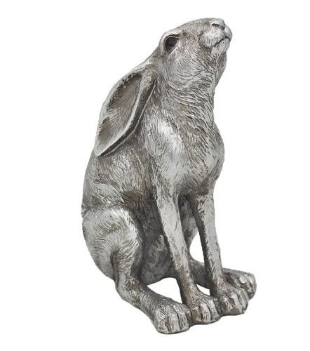 Silver Hare Figurines Hare Ornaments - Sitting, Lying, Moon Gazing Silver Finish - Picture 16 of 18