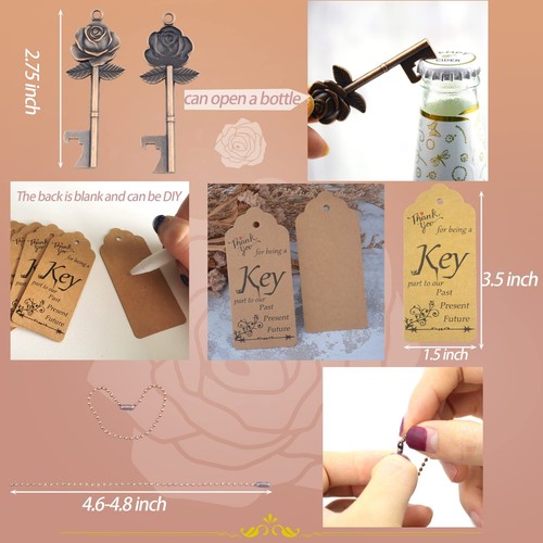 100 Sets Wedding Favors Rose Key Bottle Opener for Bulk Wedding Guests Gifts ... - Picture 2 of 6