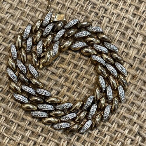Sterling Silver ROSS SIMONS Necklace Diamond Pave Marquise 17" Vermeil Gold 28g - Picture 7 of 8