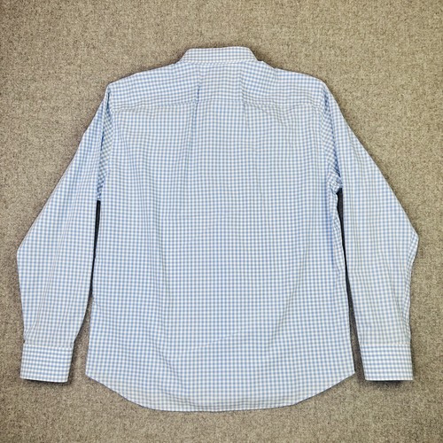 Untuckit Men's Size Large Blue White Check Gingham Long Sleeve Button Up Shirt - Picture 3 of 17