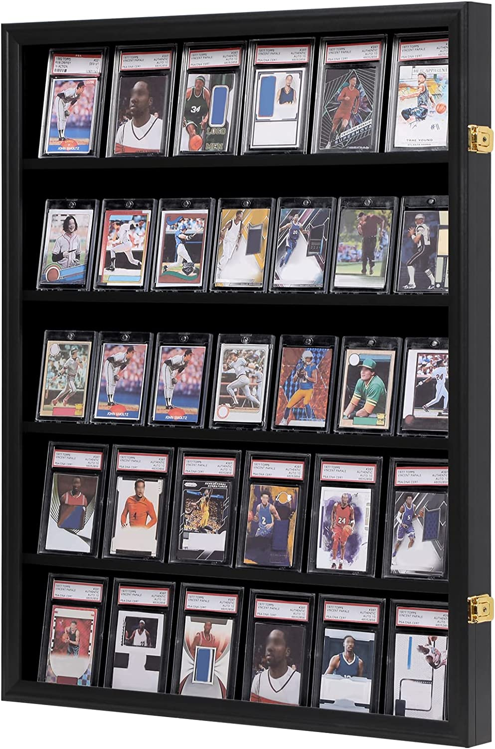 Baseball Card Display Case UV Protection Lockable Holds 35 Graded Sports Cards-image