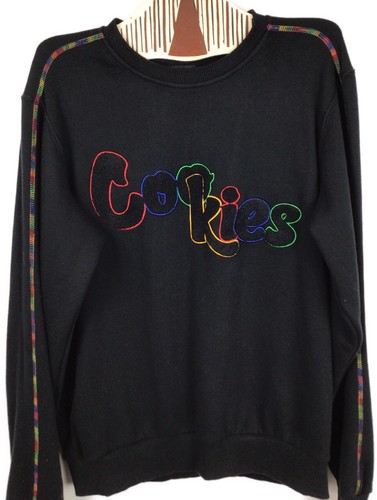Cookies besticktes Sweatshirt Chenille Logo Pullover Fleece gefüttert schwarz Gr. M - Bild 3 von 9