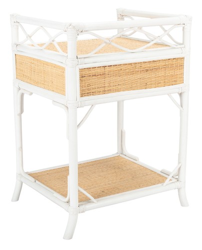 SAFAVIEH Rumi 1-Drawer 1 Shelf Nightstand | White / Natural | - Picture 10 of 12