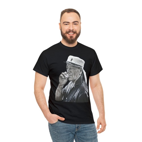 T-shirt unisex John Wayne stampa grafica bianco e nero arte cotone pesante - Foto 6 di 49