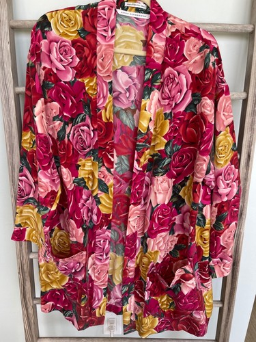 100% Silk Kimono Robe by Anne Pinkerton, Vintage, Excellent Condition - Picture 3 of 8