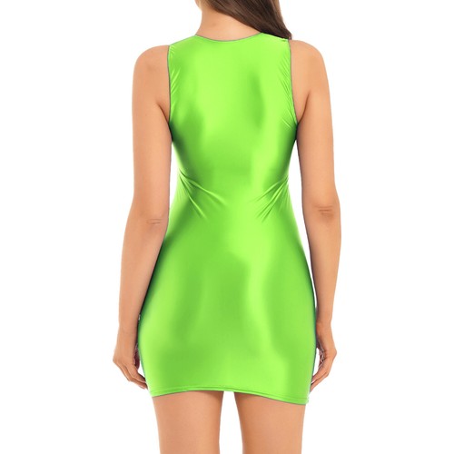 DE Damen ÖL Glanz Kleid aus Nylon Strumpfhose Slim Fit Bodycon Stretch Minikleid - Bild 68 von 92