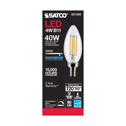 Satco - 4 Watt B11 LED Light Bulbs - 120 Volt (Clear or Frost Finish) - 6 Packs - Picture 14 of 29