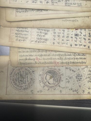 ANTIQUE MONGOLIAN TIBETAN BUDDHIST HANDWRITTEN ASTROLOGICAL MANUSCRIPT