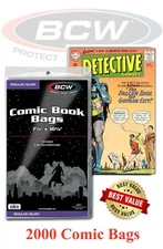 2000 BCW Regular / Silver Comic Book Bags Safe Storage Sleeve 7 1/8 x 10.5 2 Mil