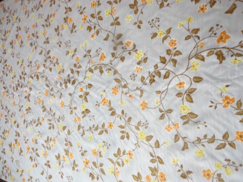 Vintage Stoff Vorhang 1970er halbtransparent orange/gelb Blumendruck 2 Yards 47" breit