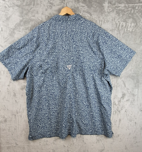 Columbia Shirt Mens 5XT Vented Blue Fish Casual Dress Shirt Hawaiian Button PFG - Picture 9 of 13