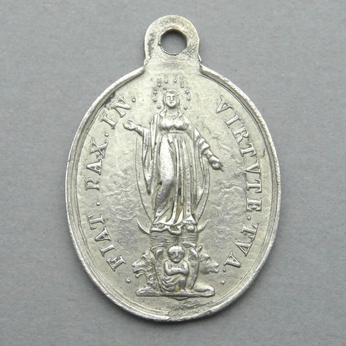Roma Antique Religious Pendant. Dogma Immaculate Conception 1854. Pius IX. Medal