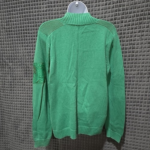 VTG Green Pullover Sweater Jacket SzLg 1/4 Zip Knit Cotton Stretch Soft Preppy - Picture 7 of 11
