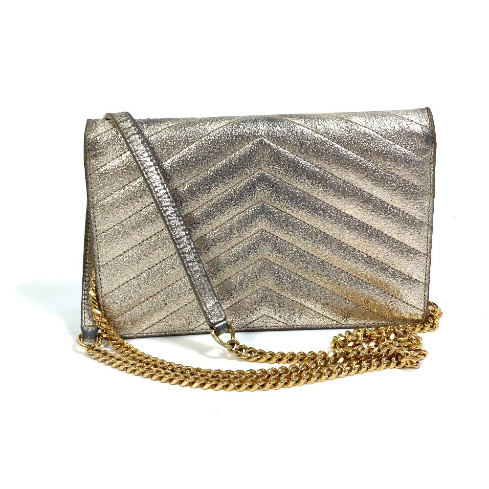 Ysl silver wallet on chain 2025